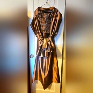 Formal 2pc Dress by Jessica McClintock , Size 8, Brown/black